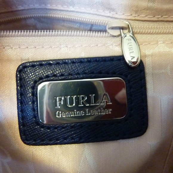 NEW FURLA Dark Ink Blue Saffiano Leather New Giselle Tote Bag/Satchel/ Handbag - Picture 10 of 11